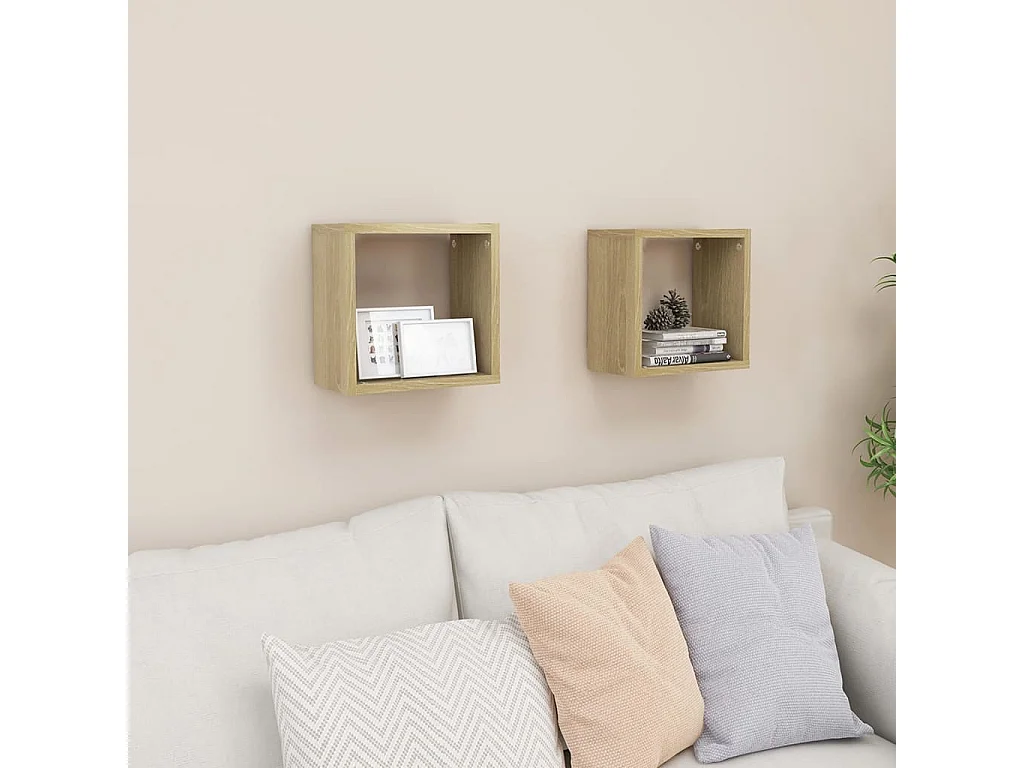 Mensole a cubo da parete 2 pz. Rovere Sonoma 26x15x26 cm