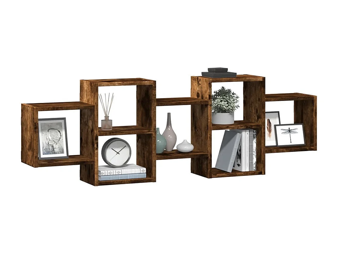 Gerookte eikenhouten wandplank 129x18x42 cm bewerkt hout