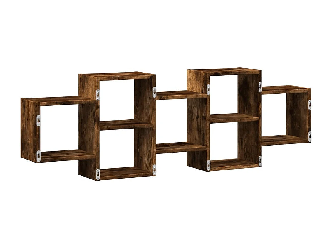 Gerookte eikenhouten wandplank 129x18x42 cm bewerkt hout