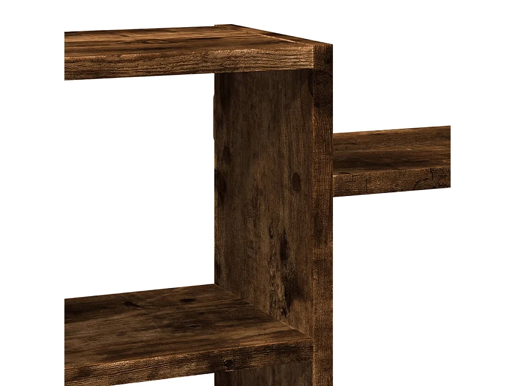 Gerookte eikenhouten wandplank 129x18x42 cm bewerkt hout