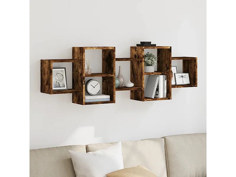 Estante de pared de roble ahumado 129x18x42 cm madera de ingeniería
