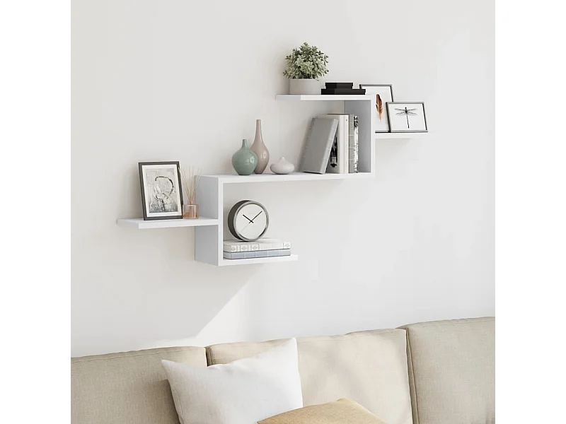 Witte wandplank 104x15x49 cm bewerkt hout