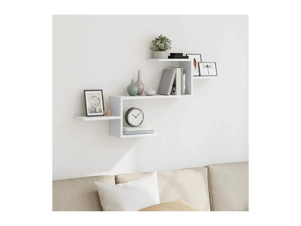 Witte wandplank 104x15x49 cm bewerkt hout