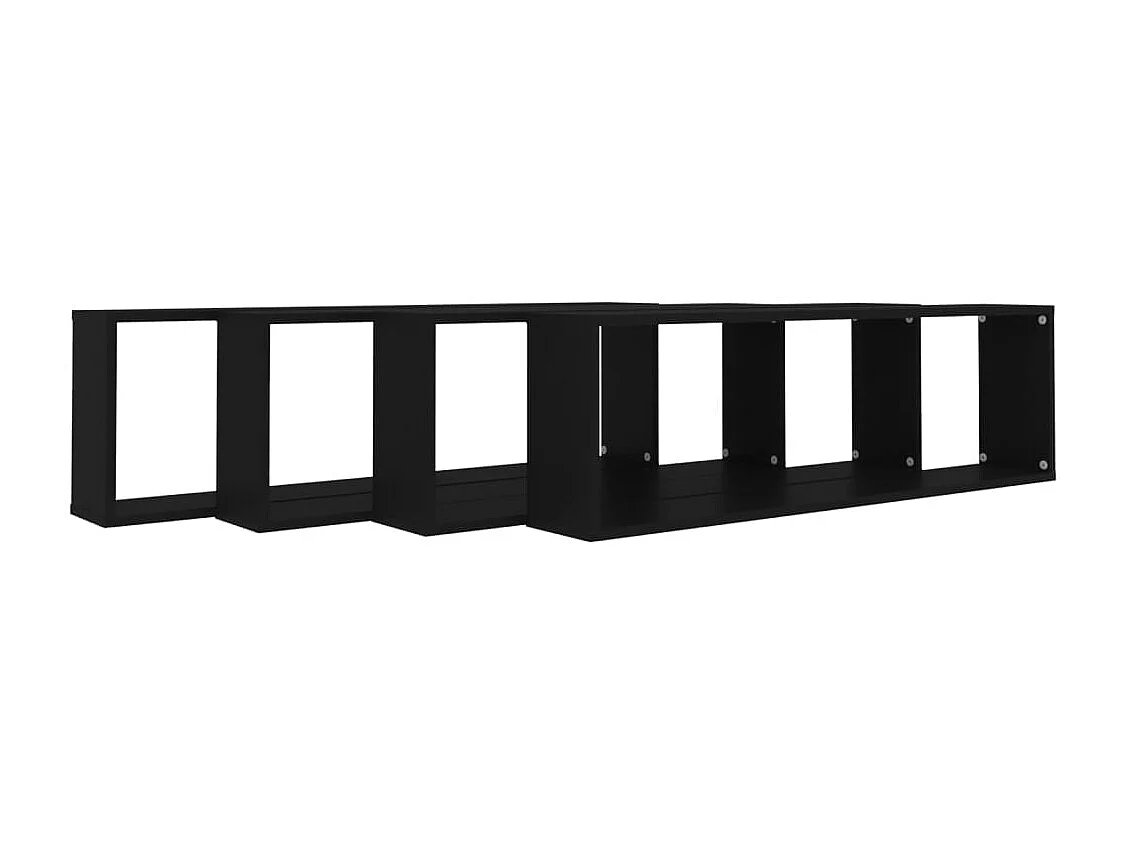 Étagères cube murales 4 pcs noir 100x15x30 cm bois d'ingénierie