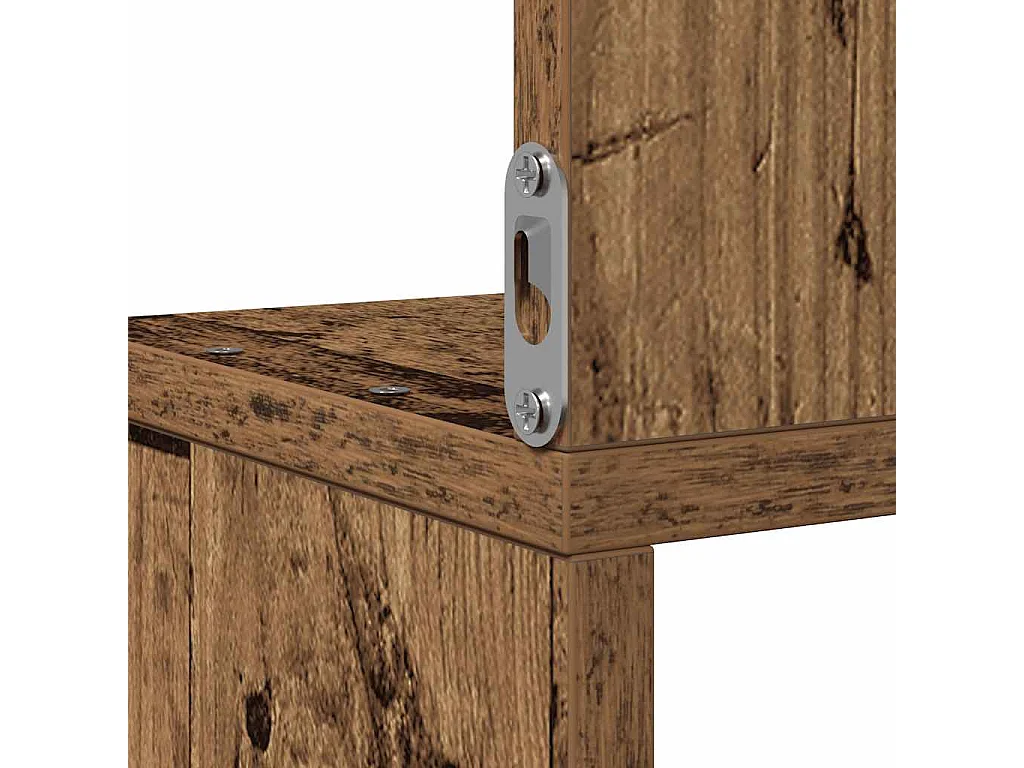 Étagère d'angle murale vieux bois 20x20x127,5 cm