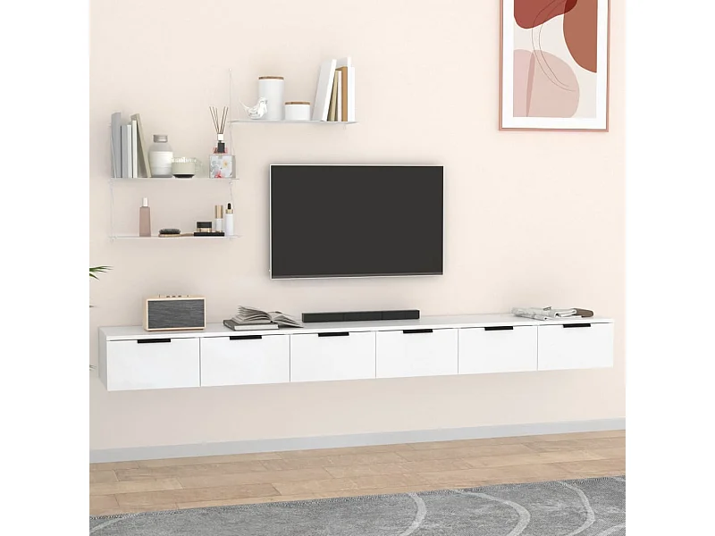 Pensili 2 pz bianchi 102x30x20 cm in legno ingegnerizzato