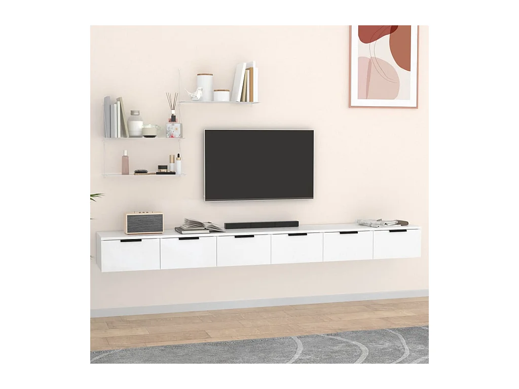 Pensili 2 pz bianchi 102x30x20 cm in legno ingegnerizzato