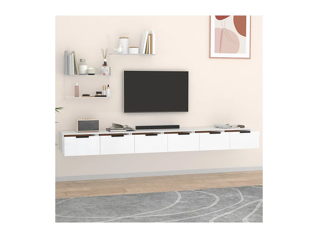 Pensili 2 pz bianchi 102x30x20 cm in legno ingegnerizzato