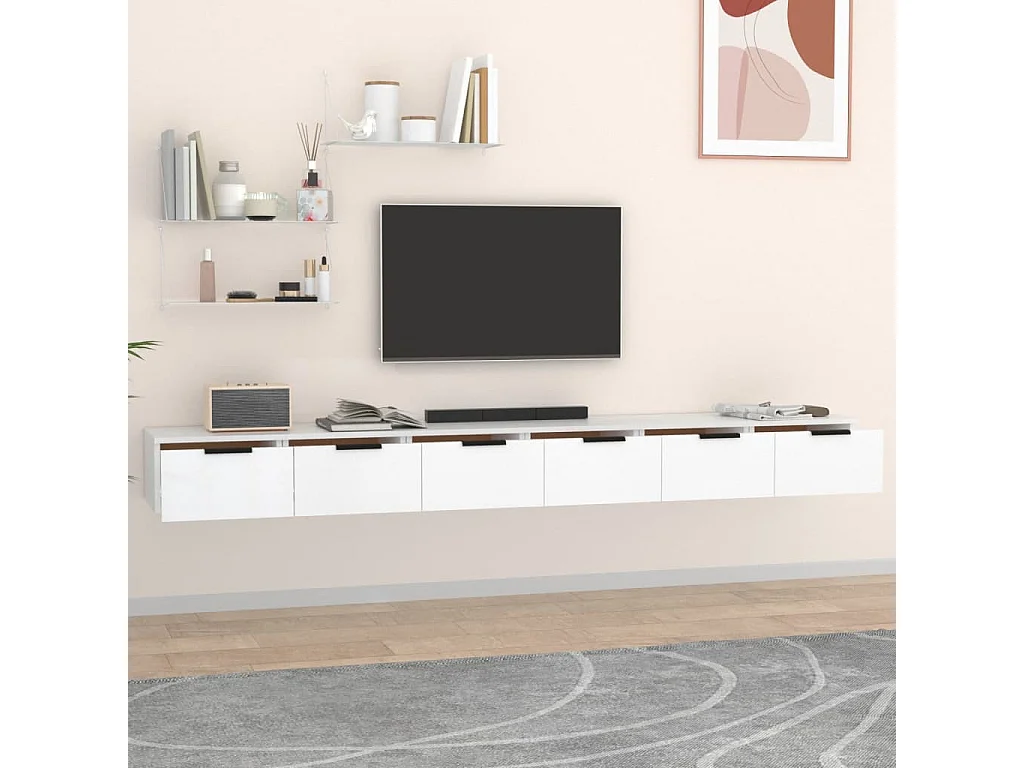 Armoires murales 2 pcs blanc 102x30x20 cm bois d'ingénierie