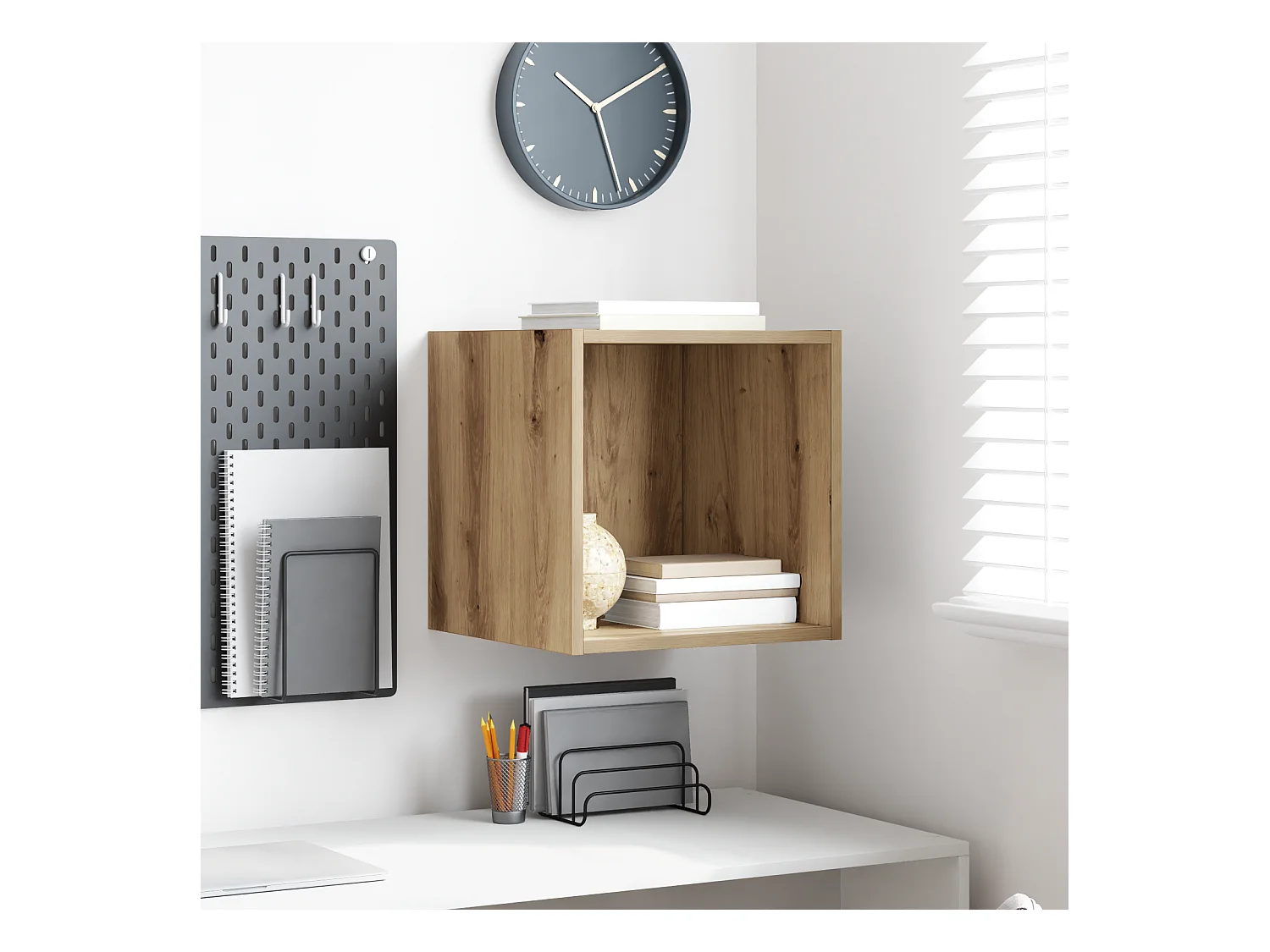 Meuble mural chêne artisanal 37 x 37 x 37 cm Bois d'ingénierie