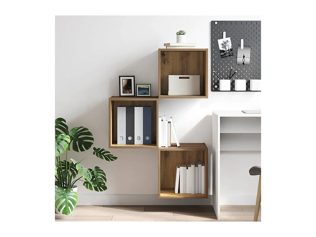 Meuble mural chêne artisanal 37 x 37 x 37 cm Bois d'ingénierie