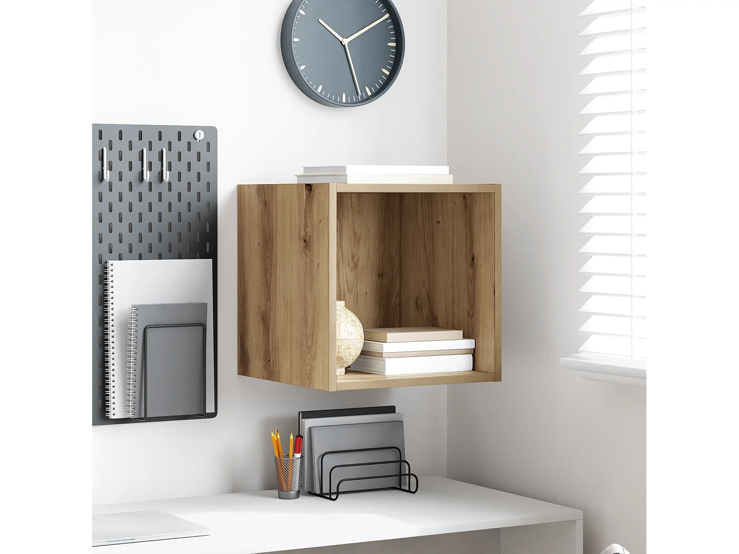 Handgemaakte eikenhouten wandkast 37 x 37 x 37 cm Technisch hout