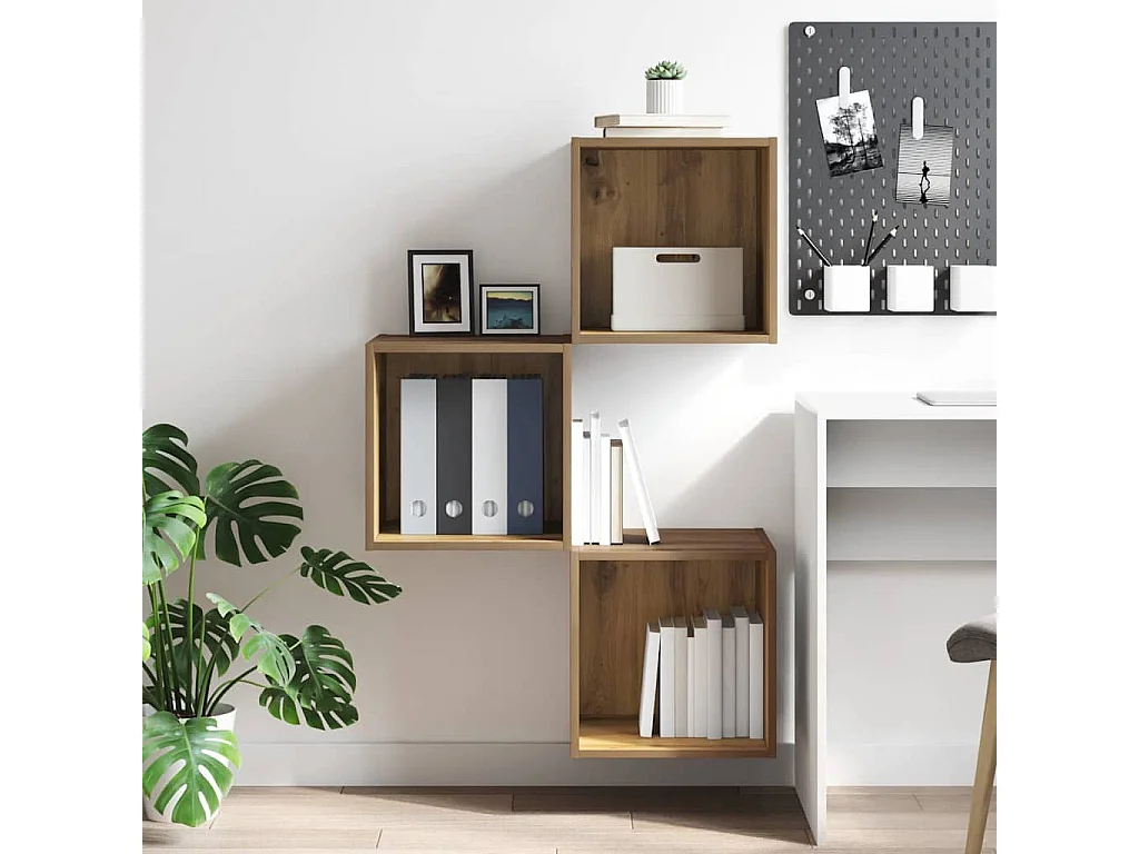 Handgemaakte eikenhouten wandkast 37 x 37 x 37 cm Technisch hout