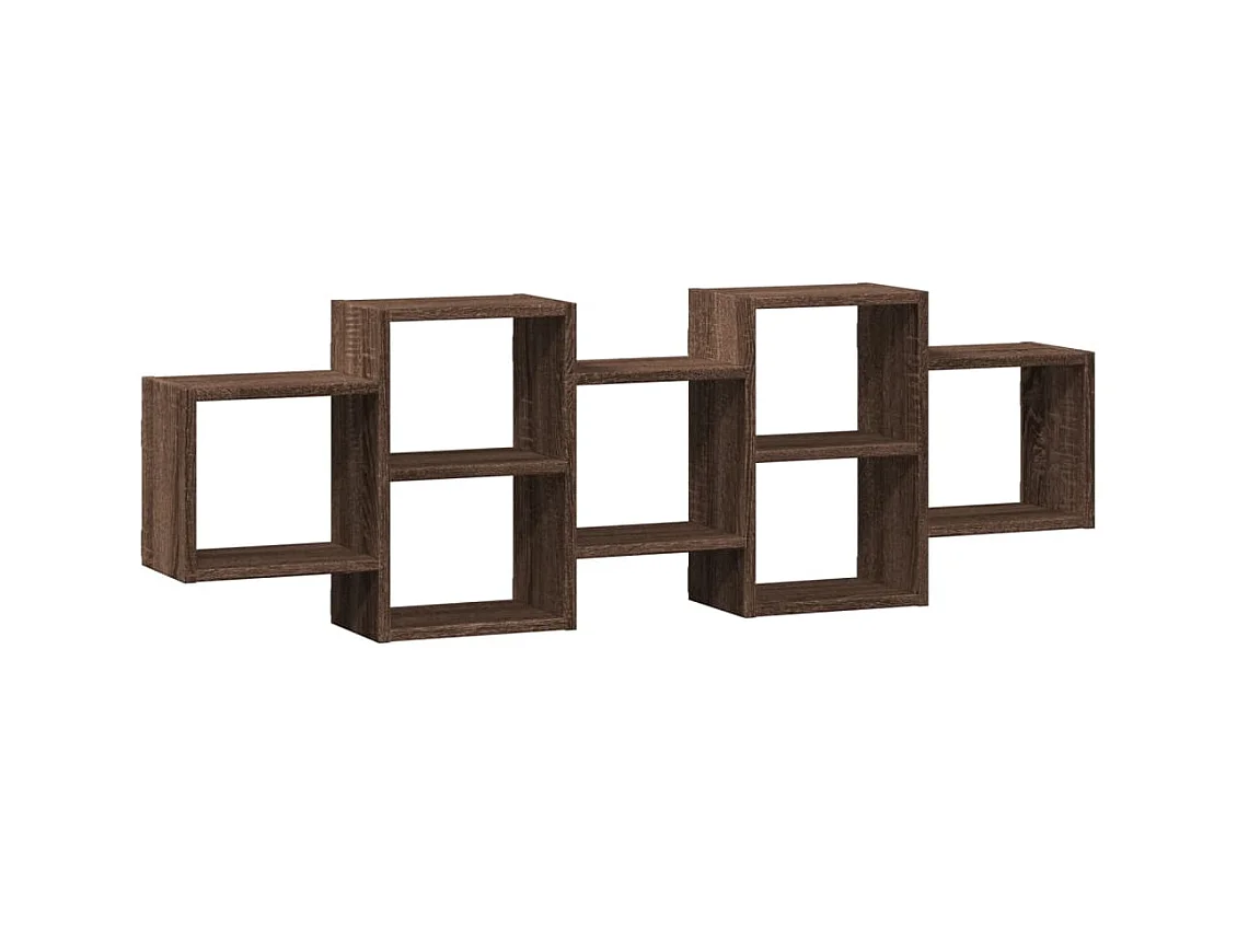 Bruine eikenhouten wandplank 129x18x42 cm bewerkt hout