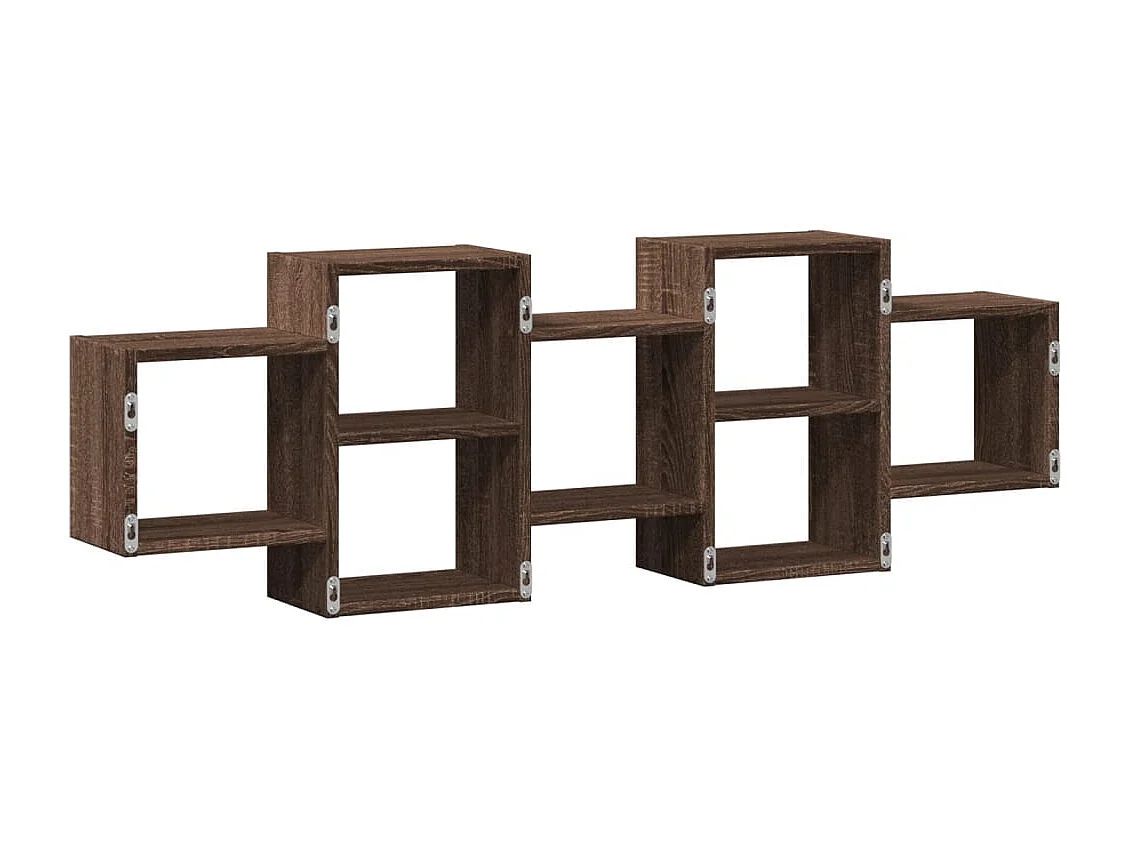 Bruine eikenhouten wandplank 129x18x42 cm bewerkt hout