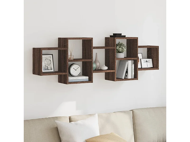 Estante de pared de roble marrón 129x18x42 cm madera de ingeniería