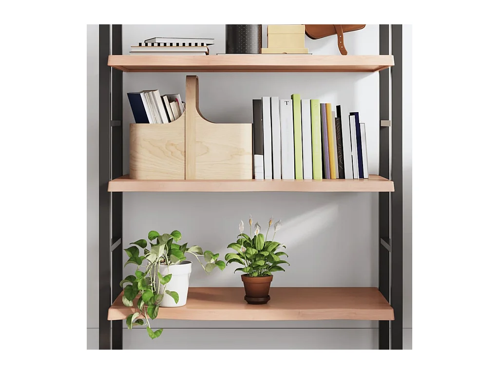 Étagère murale marron clair bois chêne massif traité