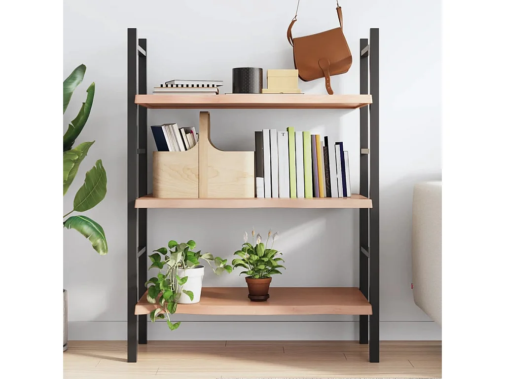 Estante de pared marrón claro en madera maciza de roble tratado