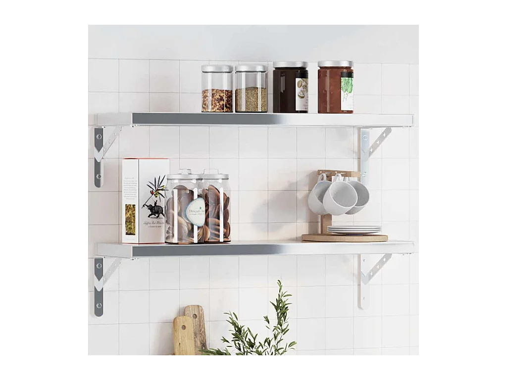 Supports d'étagères 4pcs argenté acier inoxydable