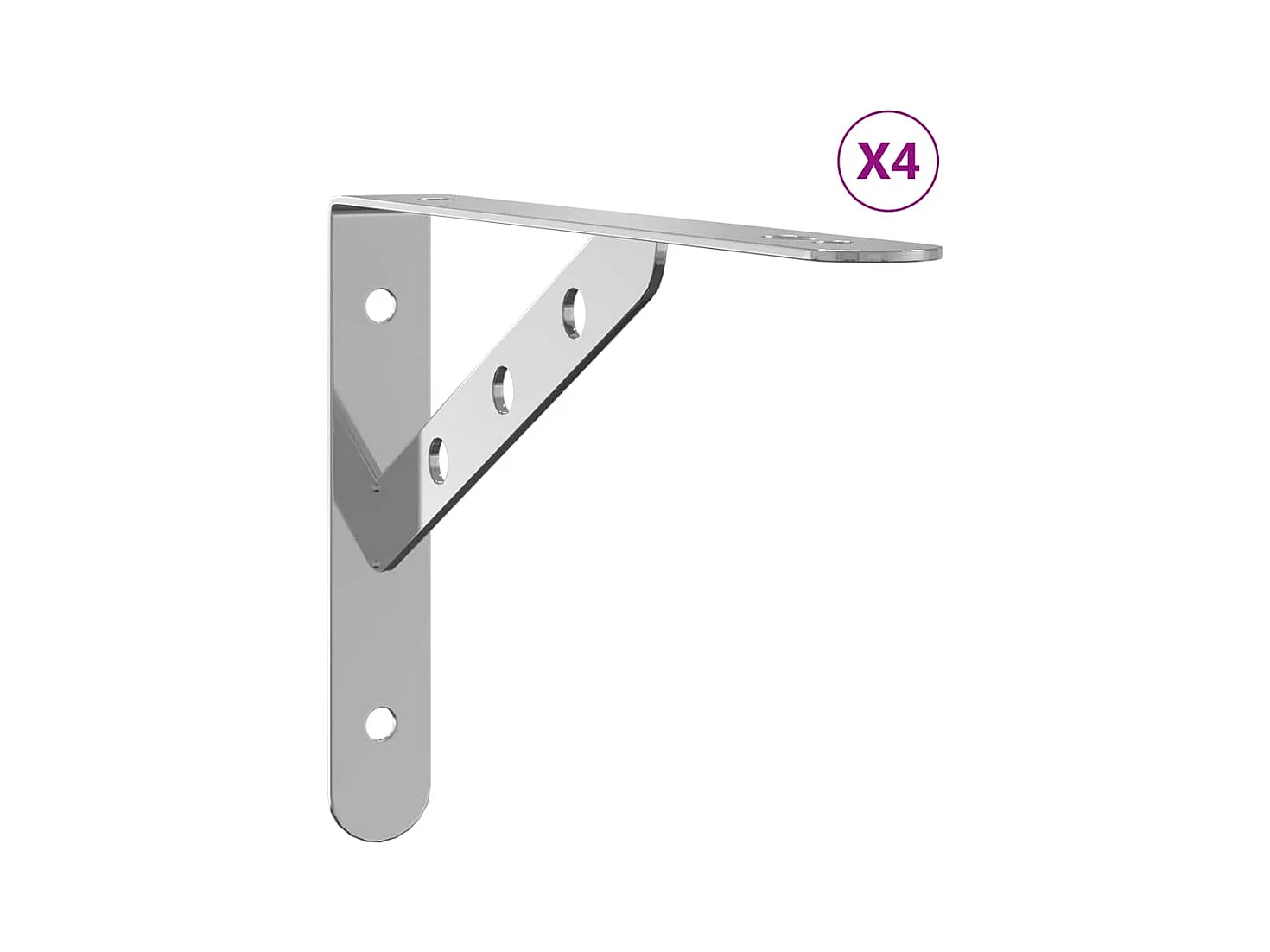 Supports d'étagères 4pcs argenté acier inoxydable