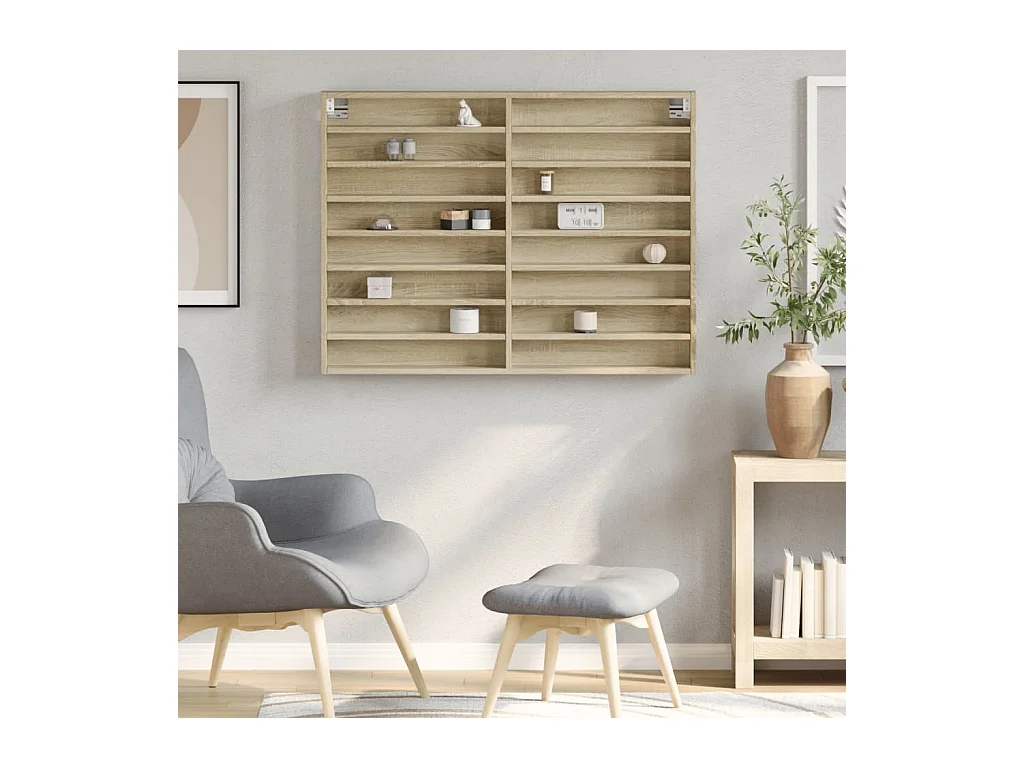 Sonoma eiken vitrinekast 100x8,5x75 cm bewerkt hout