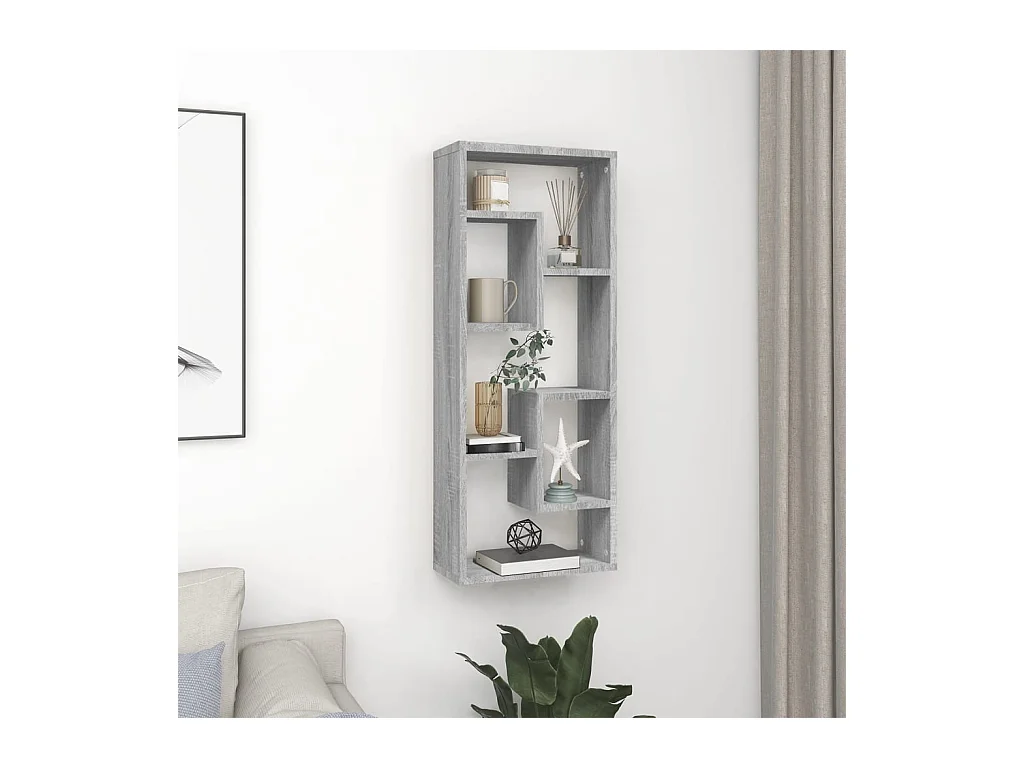 Étagère murale Sonoma gris 36x16x90 cm Bois d'ingénierie