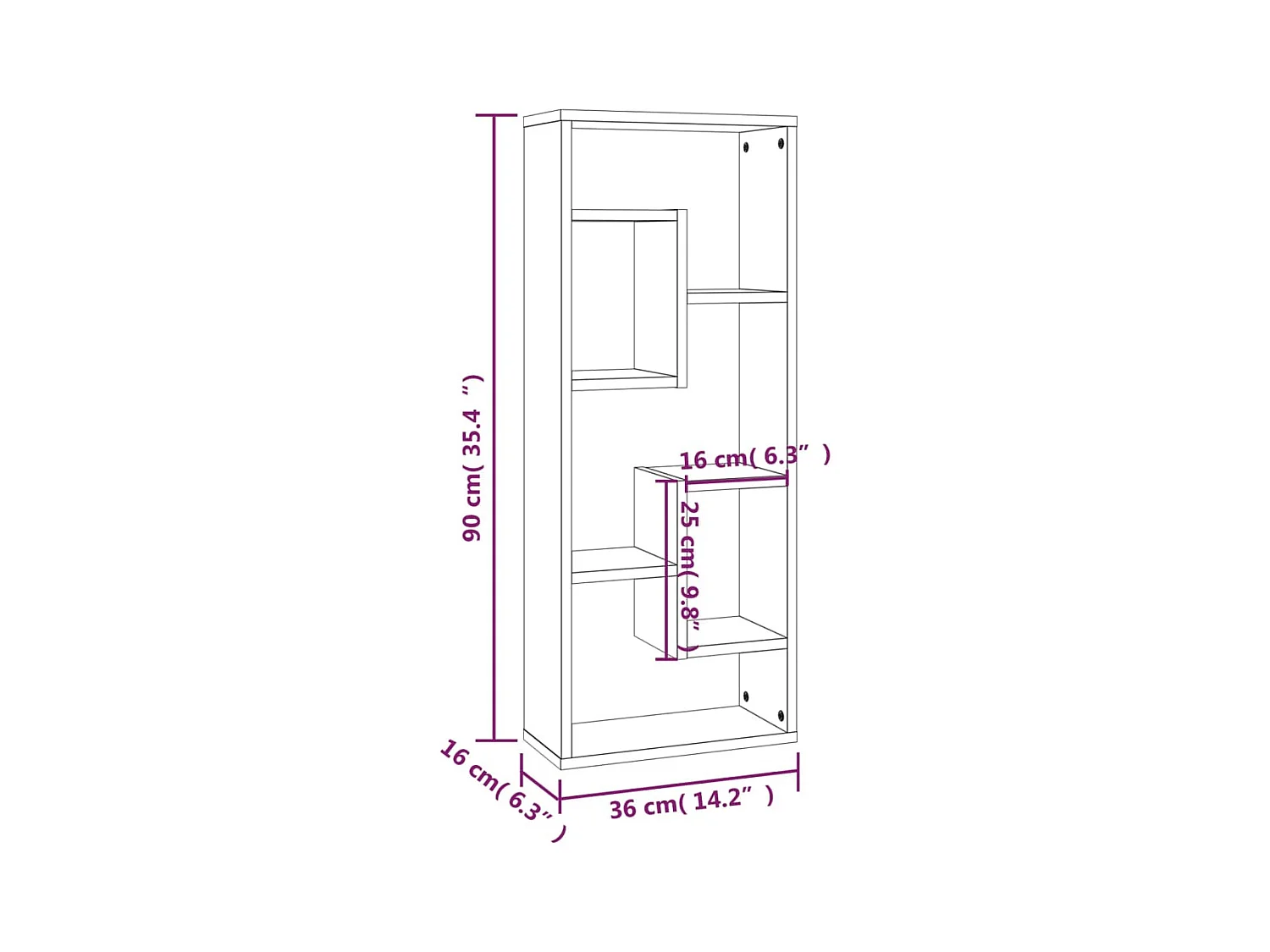 Sonoma wandplank grijs 36x16x90 cm Technisch hout