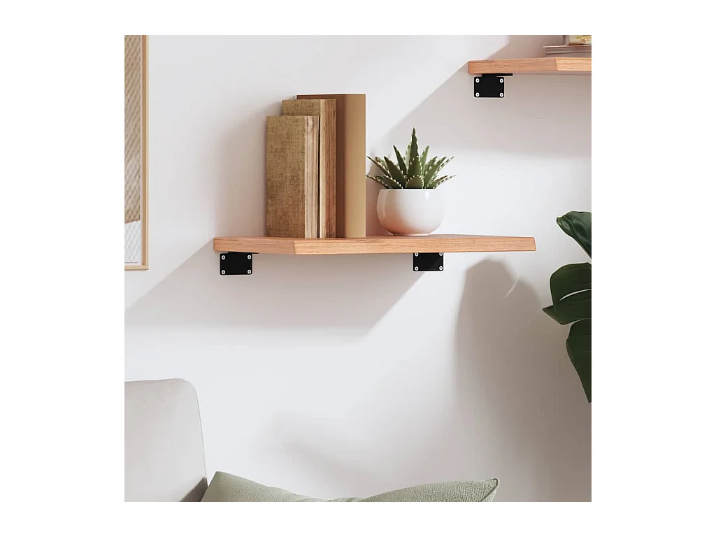 Étagère murale marron clair 40x30x2 cm bois chêne massif traité