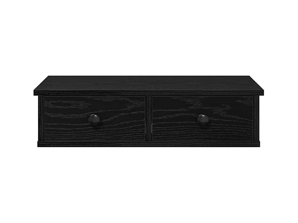 Étagère murale avec tiroirs noir 60x25x15 cm bois d'ingénierie