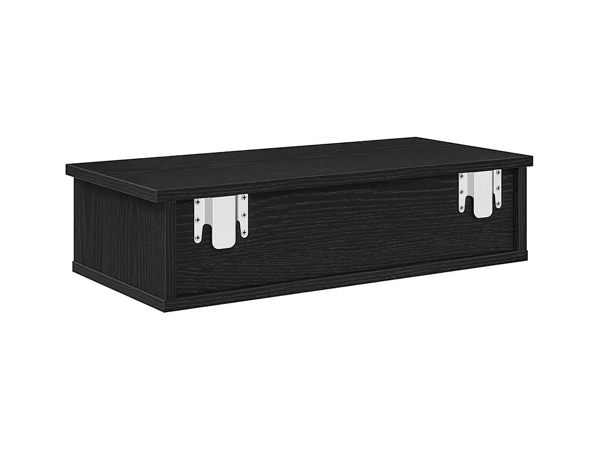 Étagère murale avec tiroirs noir 60x25x15 cm bois d'ingénierie