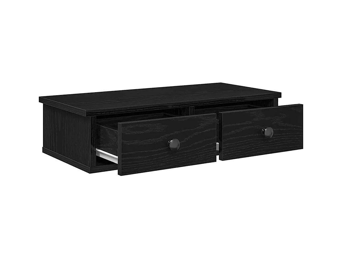 Étagère murale avec tiroirs noir 60x25x15 cm bois d'ingénierie