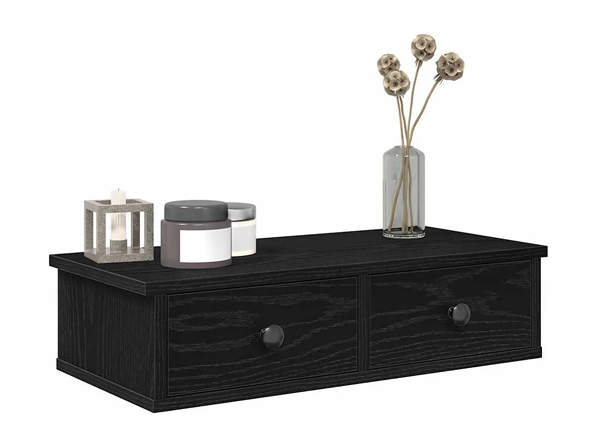 Wandregal mit Schubladen schwarz 60x25x15 cm Holzwerkstoff