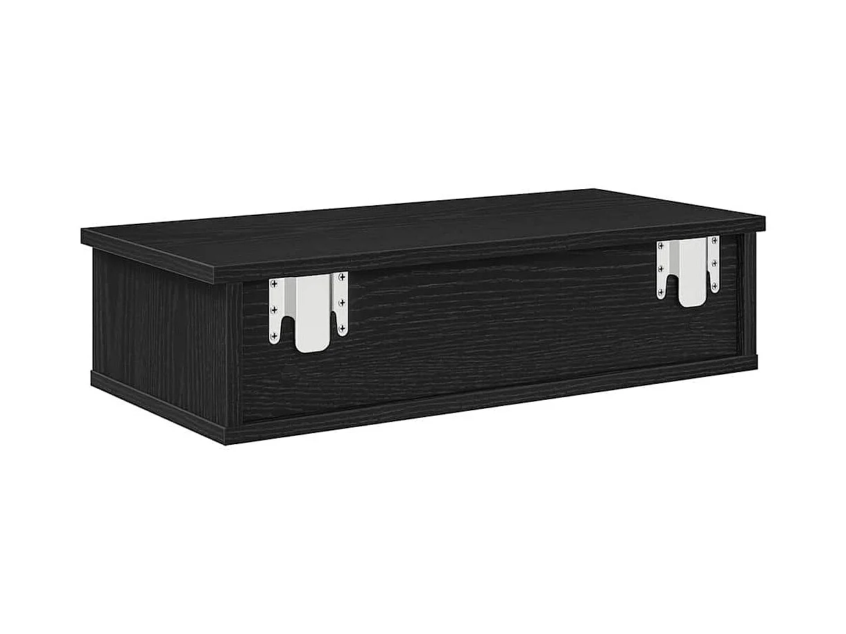 Wandregal mit Schubladen schwarz 60x25x15 cm Holzwerkstoff