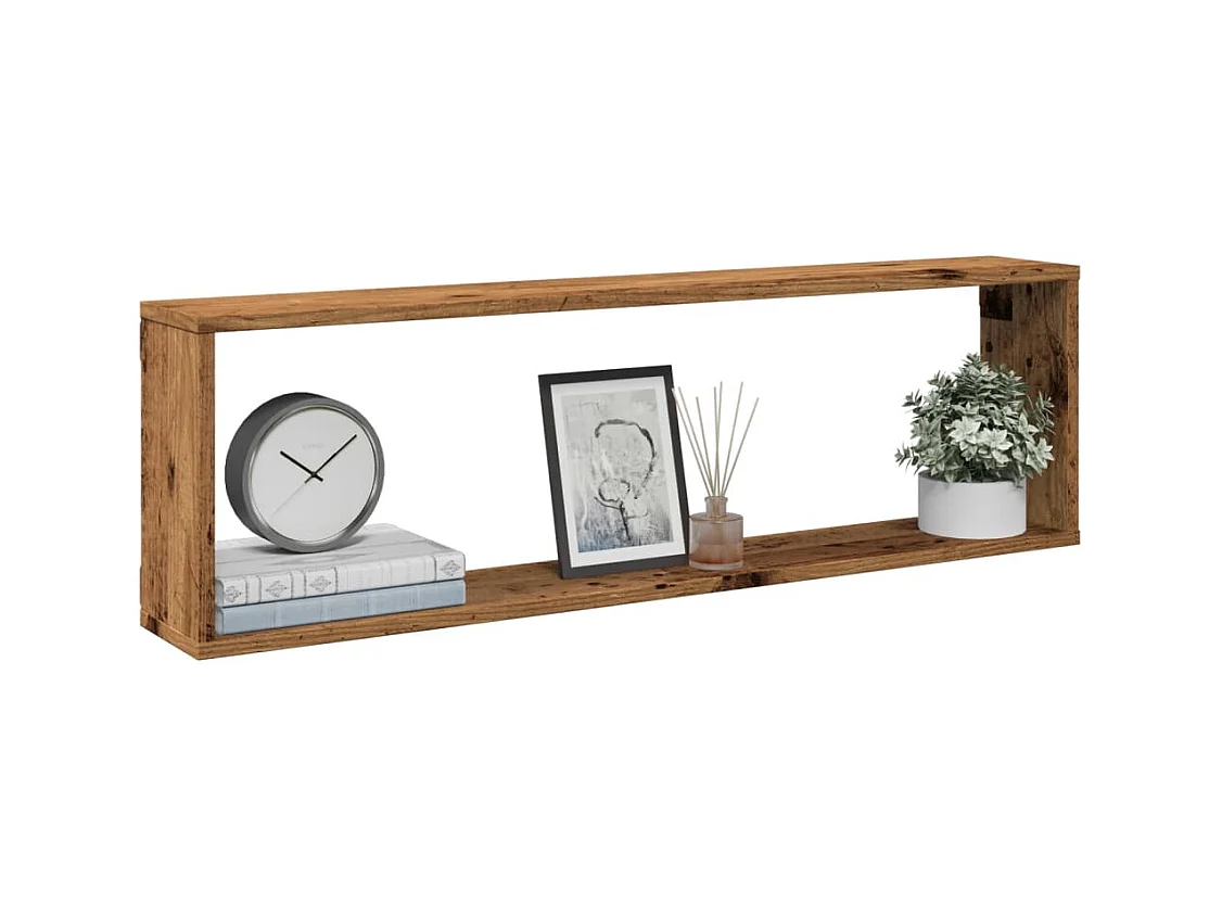 Wandkubusplanken 2 stuks oud hout 100x15x30 cm