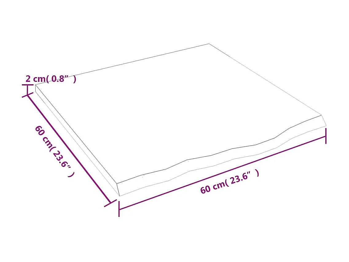 Étagère murale marron clair 60x60x2 cm bois chêne massif traité