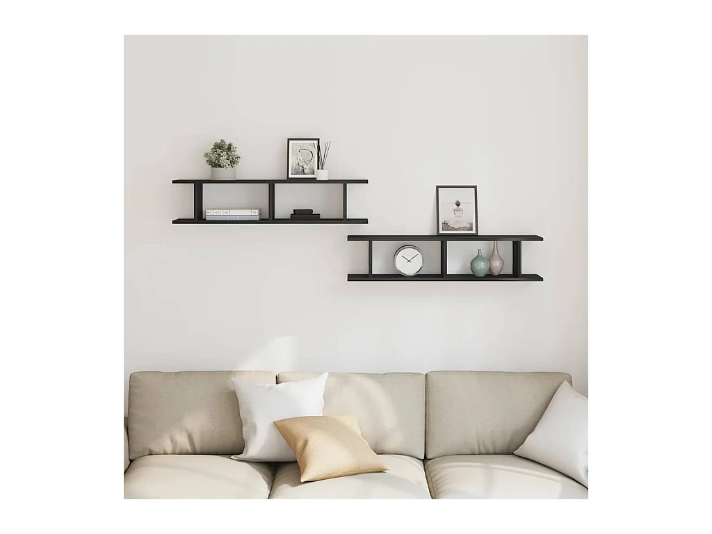 Mensole da parete 2 pezzi rovere nero 90x18x20 cm in legno ingegnerizzato