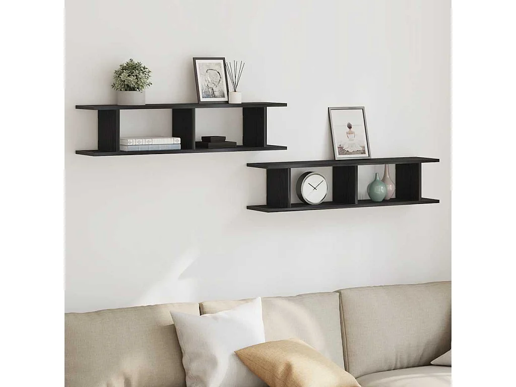 Étagères murales 2 pcs chêne noir 90x18x20 cm bois d'ingénierie