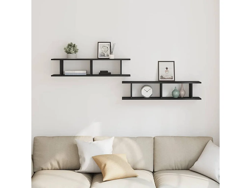 Étagères murales 2 pcs chêne noir 90x18x20 cm bois d'ingénierie