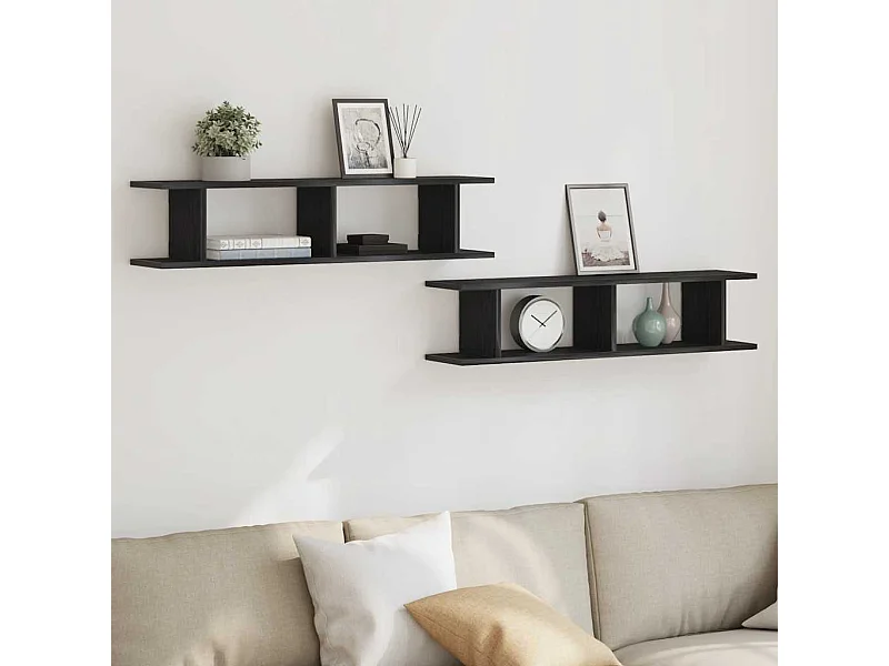 Étagères murales 2 pcs chêne noir 90x18x20 cm bois d'ingénierie