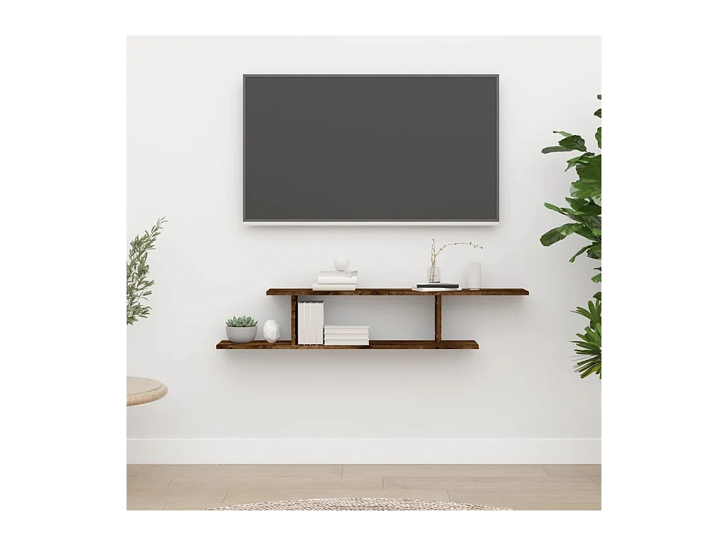 Étagère TV murale Chêne fumé 125x18x23 cm Bois d'ingénierie