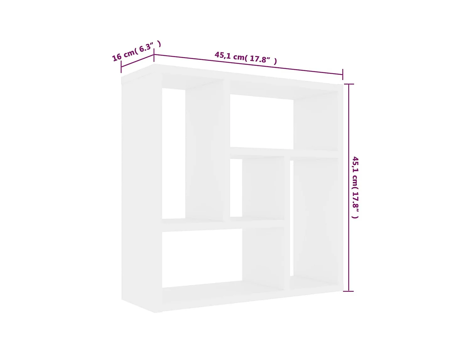 Mensola da parete bianca 45,1x16x45,1 cm in legno ingegnerizzato
