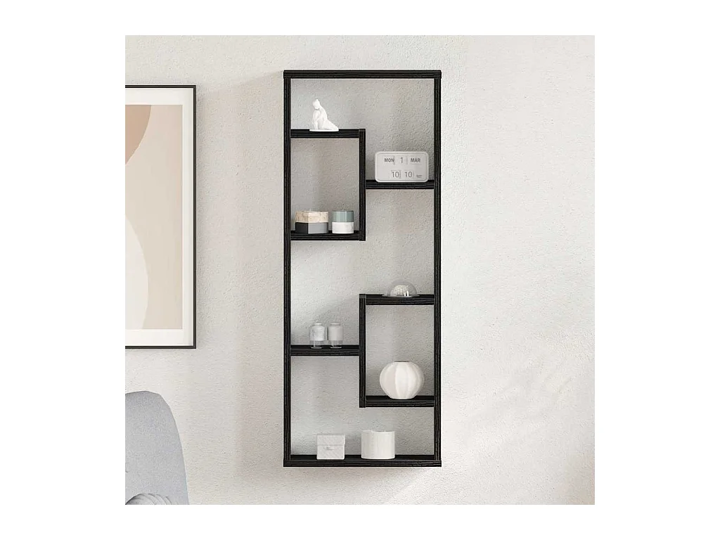 Mensola da parete in rovere nero 36 x 16 x 90 cm, legno ingegnerizzato