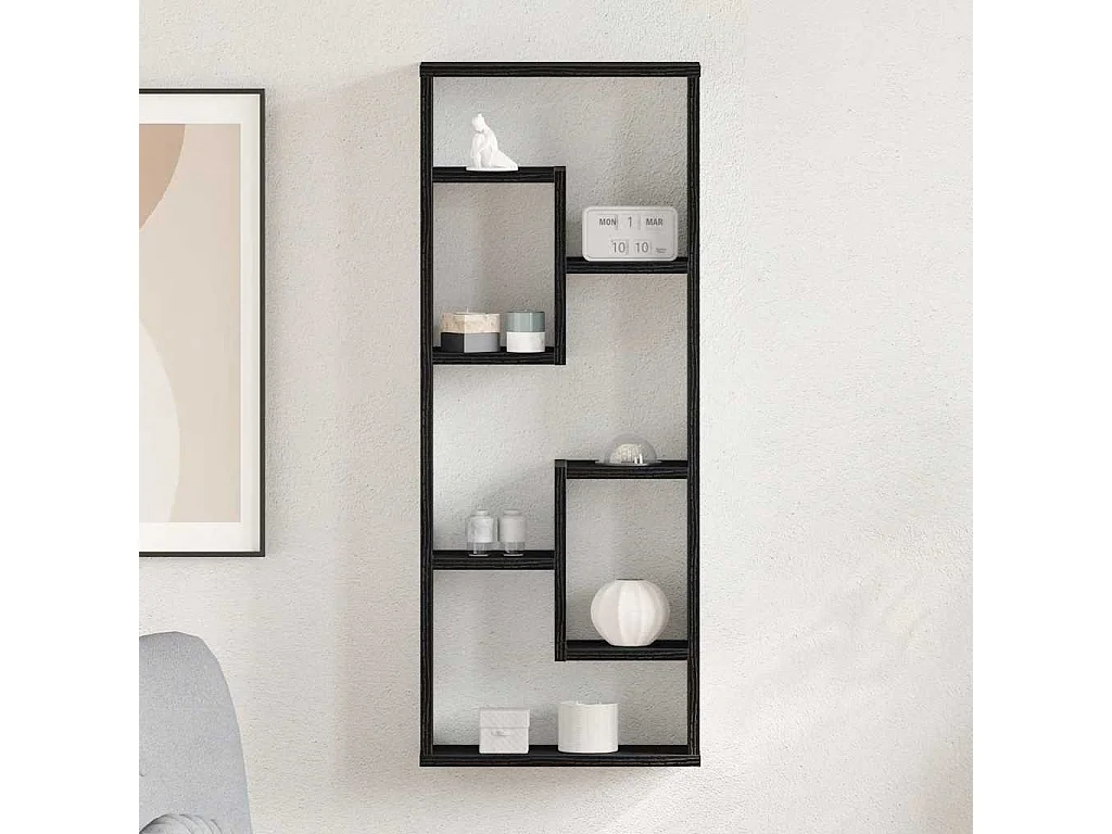 Étagère murale en chêne noir 36 x 16 x 90 cm, bois d'ingénierie