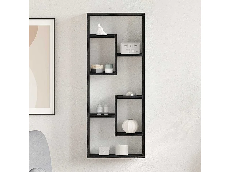 Étagère murale en chêne noir 36 x 16 x 90 cm, bois d'ingénierie