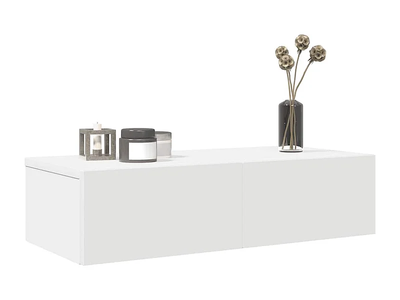 Witte wandplank en lades 60x26,5x15 cm bewerkt hout