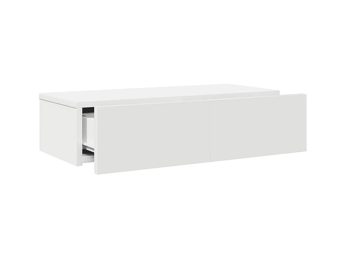 Mensola da parete bianca e cassetti 60x26,5x15 cm in legno ingegnerizzato