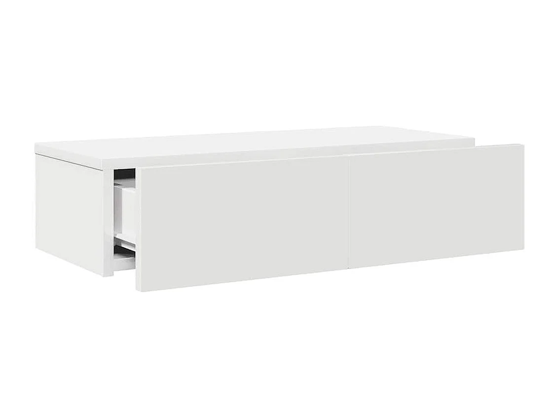 Étagère murale et tiroirs blanc 60x26,5x15 cm bois d'ingénierie