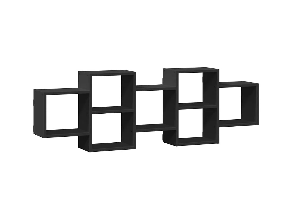 Schwarzes Wandregal 129x18x42 cm Holzwerkstoff