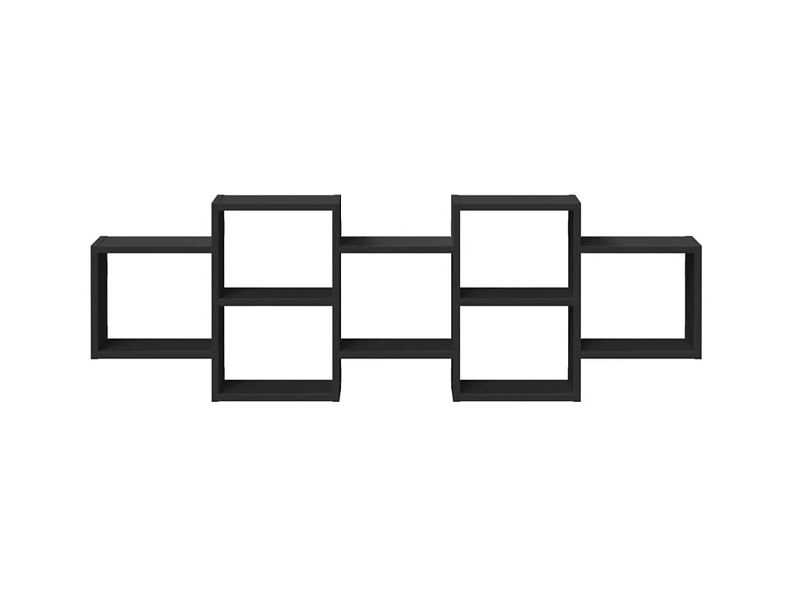 Schwarzes Wandregal 129x18x42 cm Holzwerkstoff