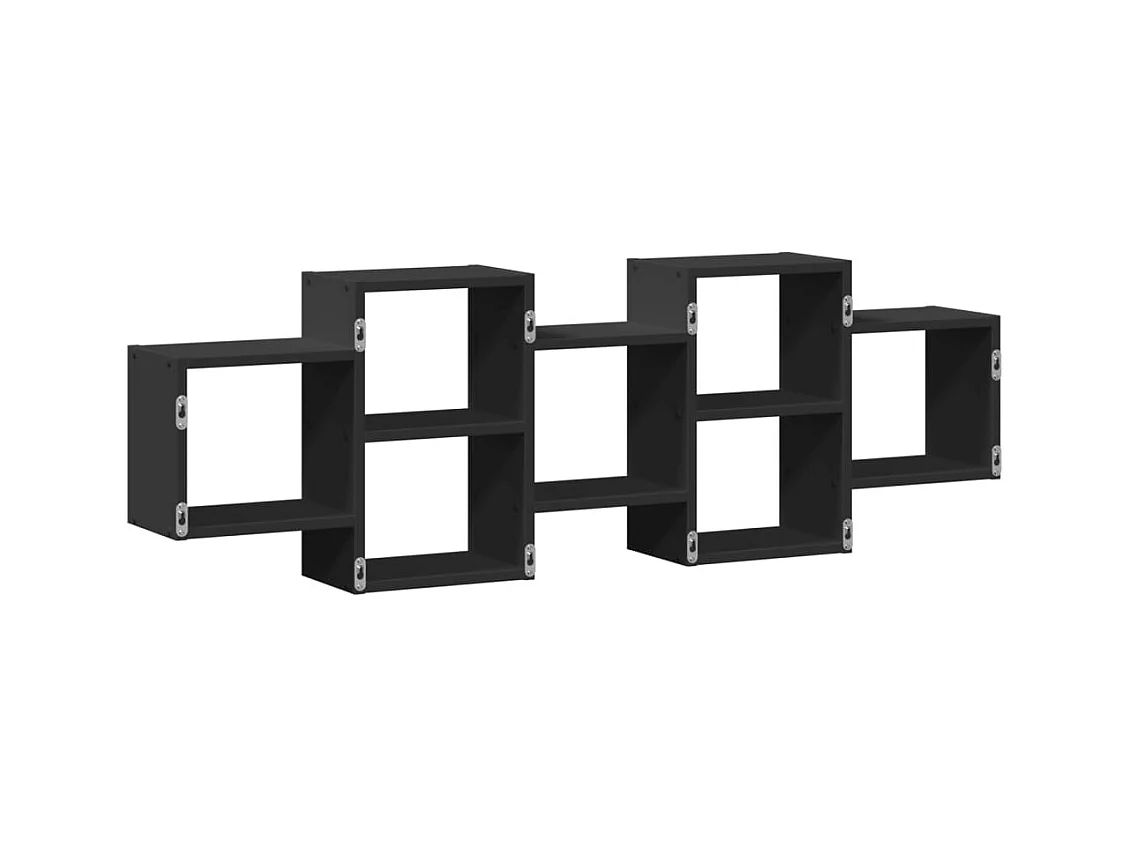Schwarzes Wandregal 129x18x42 cm Holzwerkstoff